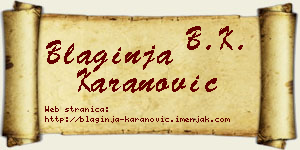 Blaginja Karanović vizit kartica
